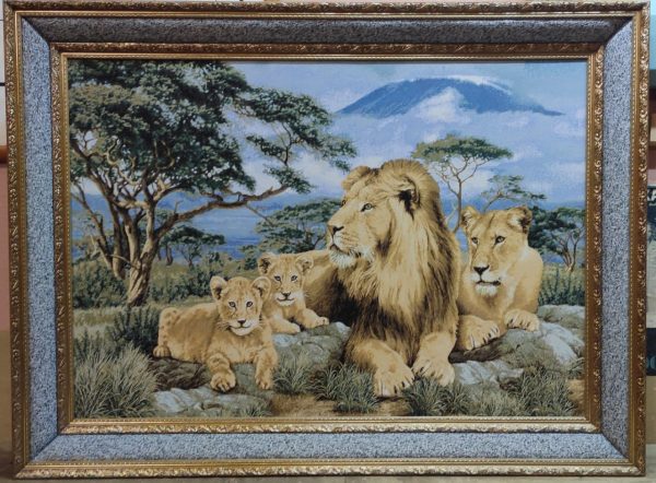 Картина "Африканские львы" - Гобелен ( в двойной раме)  