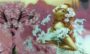 Девушка с лилиями - Гобелен  
