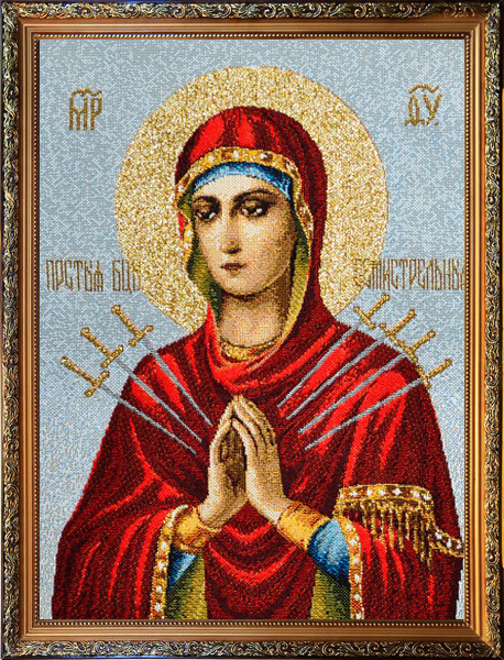 Икона Богородица Семистрельная - Гобелен(в раме)  