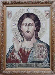 Икона  "Иисус Христос" Гобелен (в багетной раме)  