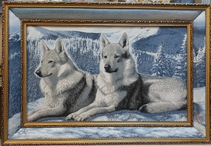Картина гобеленовая с продолжением "Волки на снегу"  