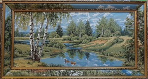 Картина гобеленовая с продолжением "Пейзаж с утками"  