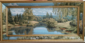 Картина гобеленовая с продолжением "Пейзаж с берёзами"  