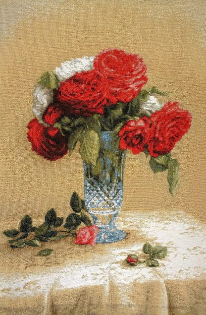 "Красные розы"- Гобелен ( в багетной раме)  