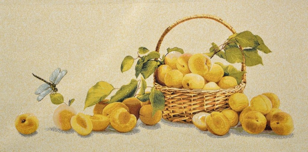 "Корзина с абрикосами"- Гобелен ( в багетной раме)  