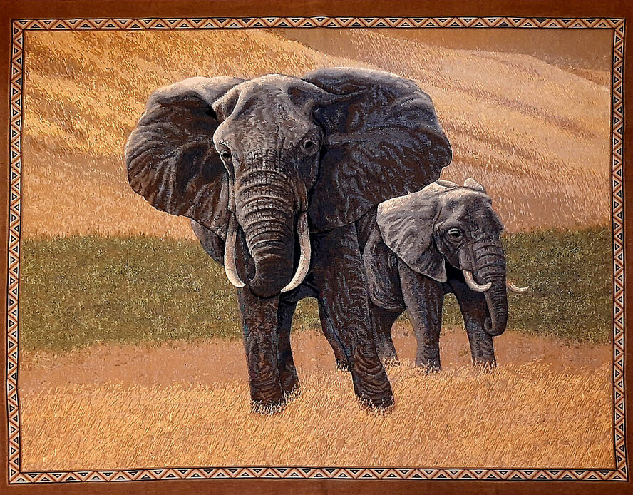 Декоративное гобеленовое  панно "Слоны в саванне" (172*133)  