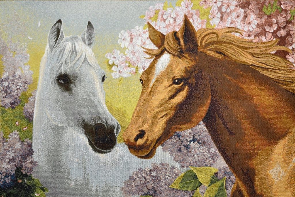 "Пара лошадей" - Гобелен ( в багетной раме)  