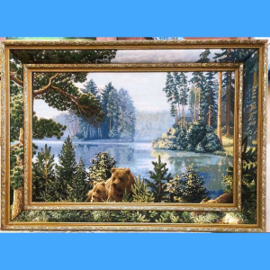 Картина гобеленовая с продолжением "Бор на озере"  