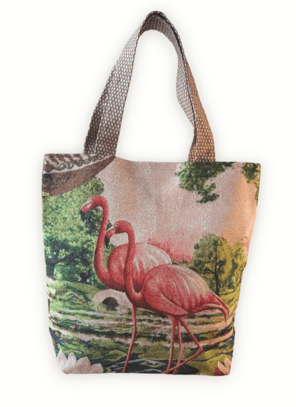 Гобеленовая сумка"Розовый фламинго"(40*12*40)  
